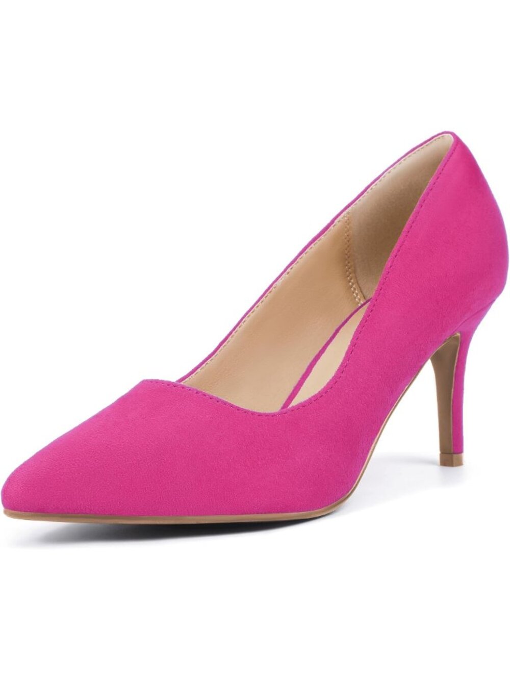 Womens Hot Pink Manmade Material High Closed Toe Heels Pointed Stiletto Pumps